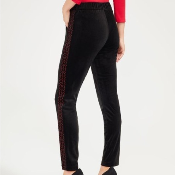 J. McLaughlin Jerry Pants NWT Size Large Black & Red Embellished Sides - Picture 3 of 12